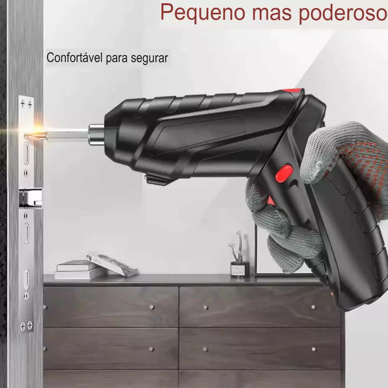 kit Parafusadeira/furadeira 48 Pçs À Bateria Carregador Usb com dupla posição