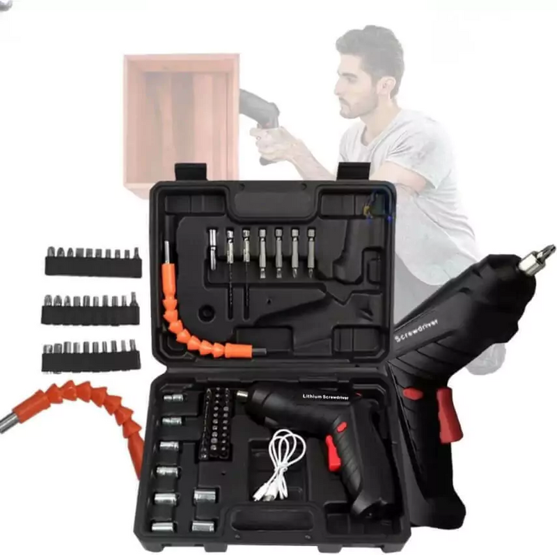 kit Parafusadeira/furadeira 48 Pçs À Bateria Carregador Usb com dupla posição